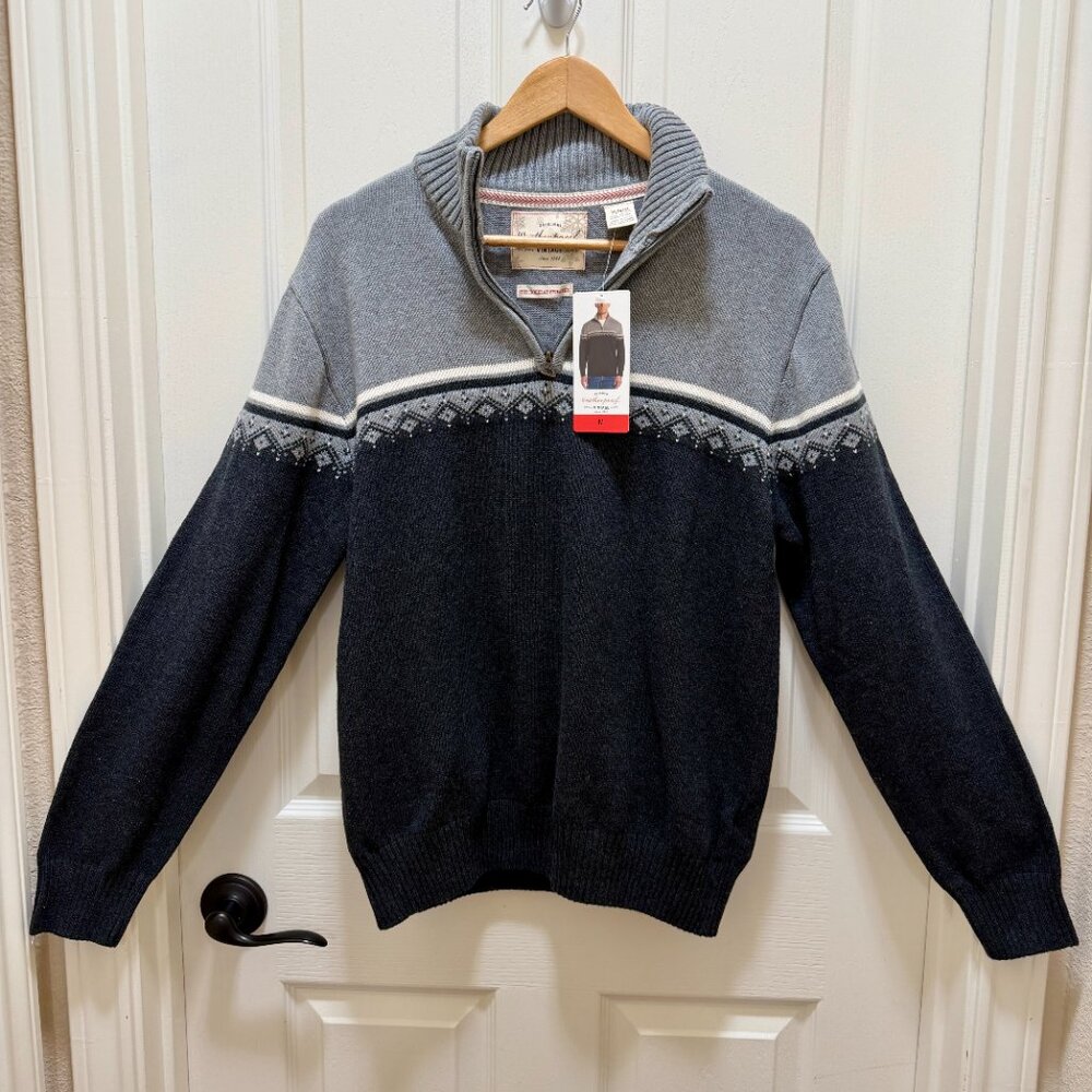 Weatherproof Men's Fair Isle Pullover Knit Sweater Size M Gray Urban Outdoor NEW
